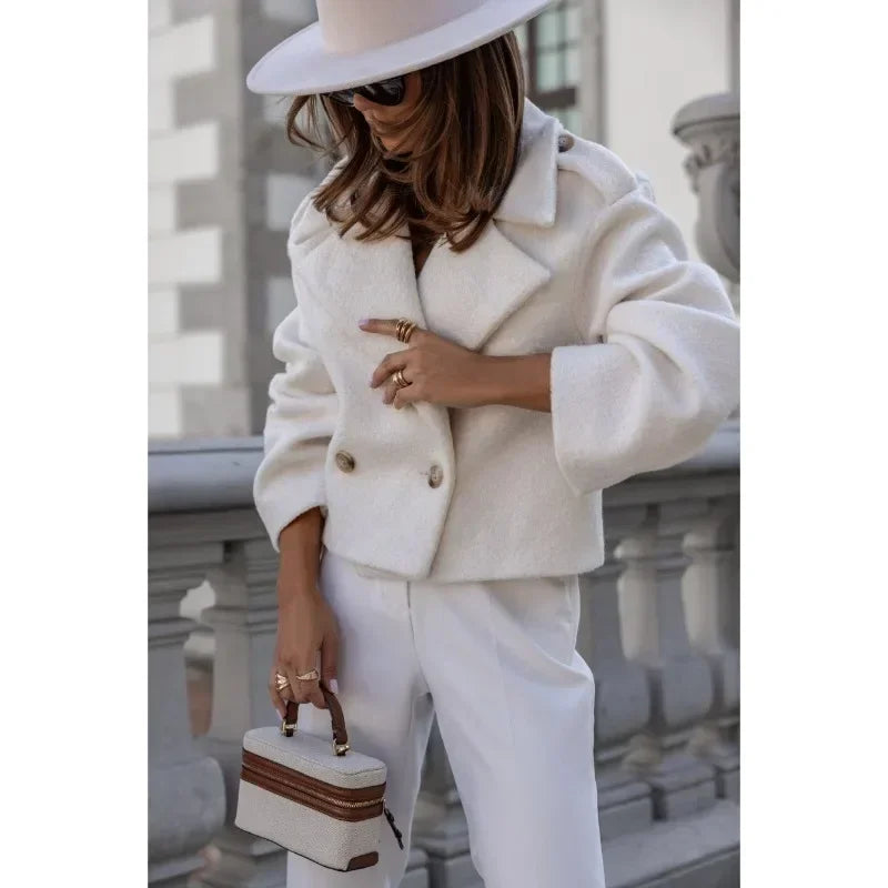 Women's Autumn and Winter New Fashionable British Women's Suit Jacket Ladies Elegant Solid Color Woolen Women's Small Jacket