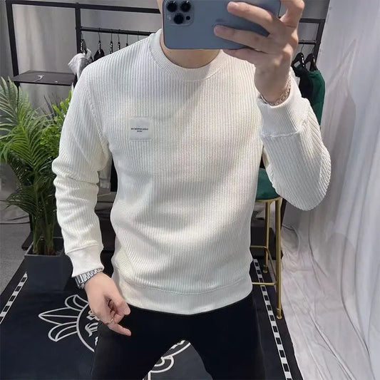 New Autumn Winter Plus Velvet Sweatshirt Casual Trendy Round Neck Fashionable Versatile Men's Pullover Top