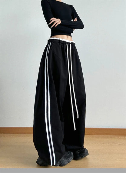 Hip Hop Lady's Cargo Pants High Street Women's Wide Leg Pants Drawstring Y2K Gothic Hotsweet Matching Female Trousers Summer New