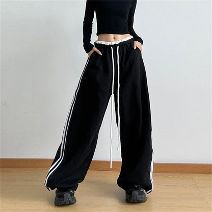 Hip Hop Lady's Cargo Pants High Street Women's Wide Leg Pants Drawstring Y2K Gothic Hotsweet Matching Female Trousers Summer New