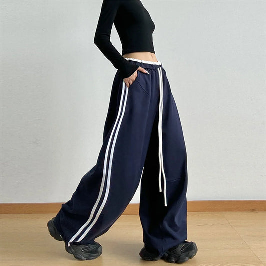 Hip Hop Lady's Cargo Pants High Street Women's Wide Leg Pants Drawstring Y2K Gothic Hotsweet Matching Female Trousers Summer New