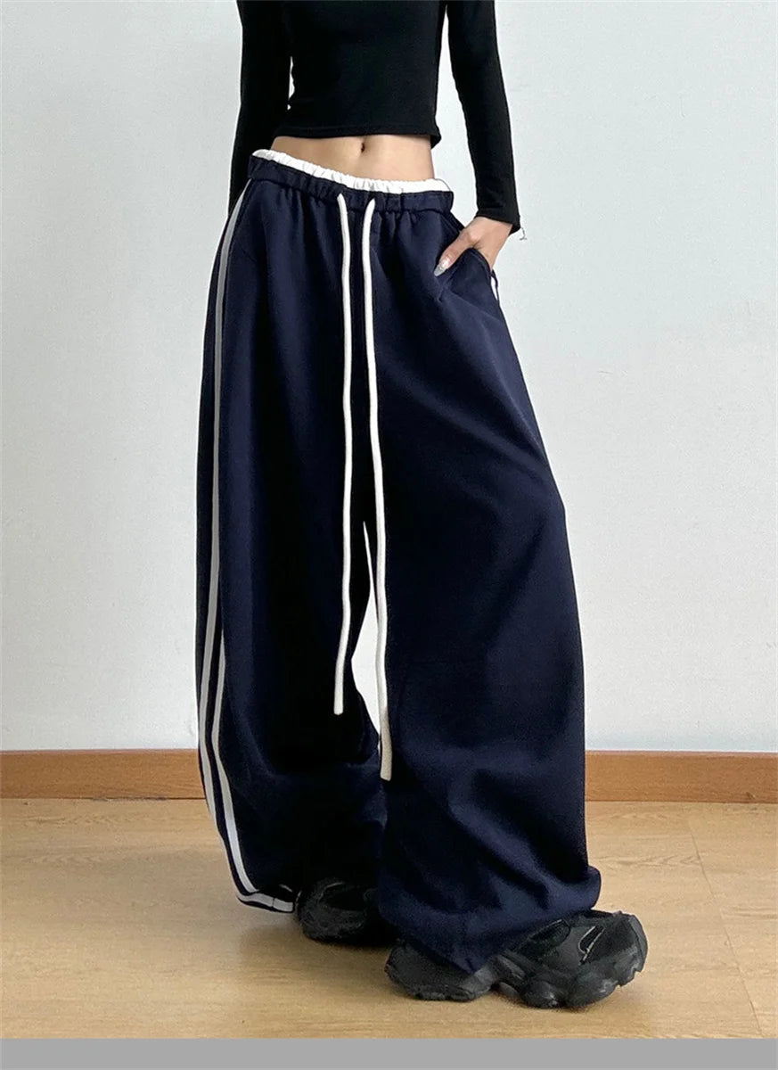 Hip Hop Lady's Cargo Pants High Street Women's Wide Leg Pants Drawstring Y2K Gothic Hotsweet Matching Female Trousers Summer New