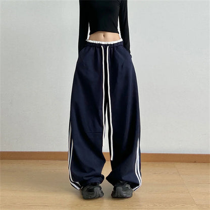 Hip Hop Lady's Cargo Pants High Street Women's Wide Leg Pants Drawstring Y2K Gothic Hotsweet Matching Female Trousers Summer New