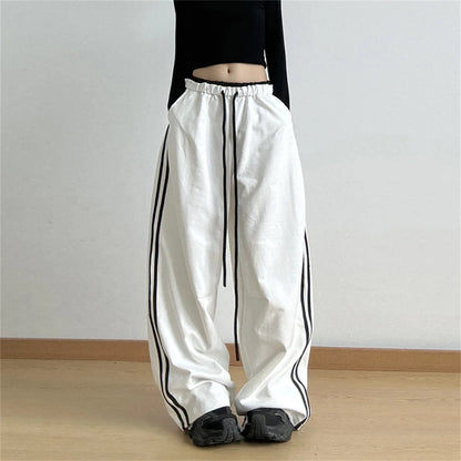 Hip Hop Lady's Cargo Pants High Street Women's Wide Leg Pants Drawstring Y2K Gothic Hotsweet Matching Female Trousers Summer New
