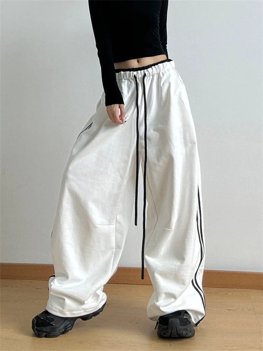 Hip Hop Lady's Cargo Pants High Street Women's Wide Leg Pants Drawstring Y2K Gothic Hotsweet Matching Female Trousers Summer New
