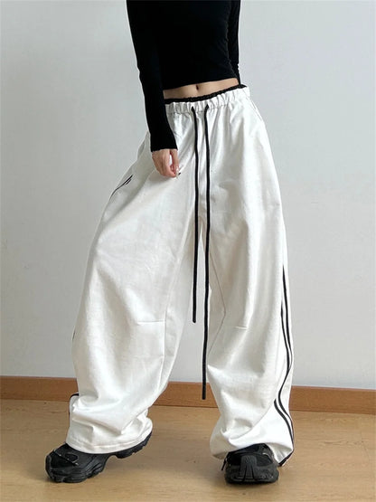 Hip Hop Lady's Cargo Pants High Street Women's Wide Leg Pants Drawstring Y2K Gothic Hotsweet Matching Female Trousers Summer New