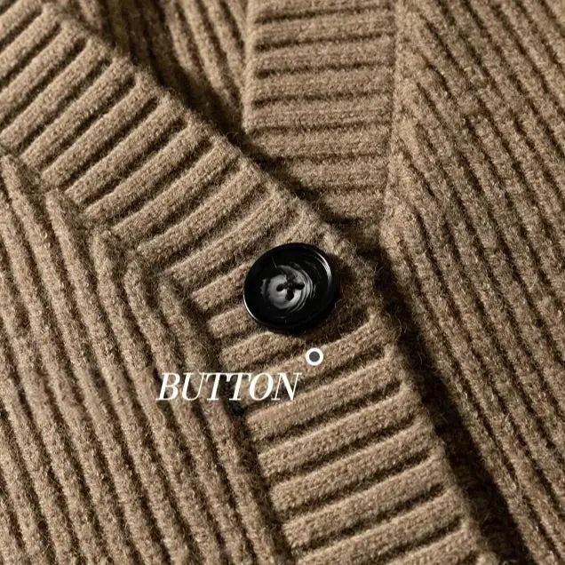 Textured Chunky-Knit Cardigan Jacket for Men Loose-Fit Japanese-Style Women Warm Knitwear Sweater