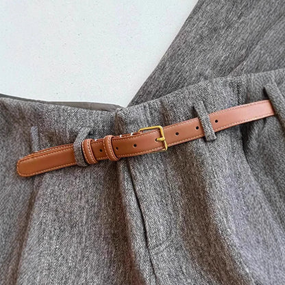 Grey woolen wide-leg pants women's autumn and winter warm woolen pants soft polished cashmere trousers