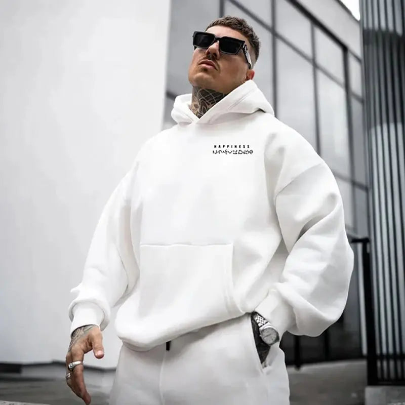 Harajuku Style Graphic Printed Hoodie Men's Autumn and Winter Casual Fashion Long-sleeved Sweatshirt Daily Streetwear