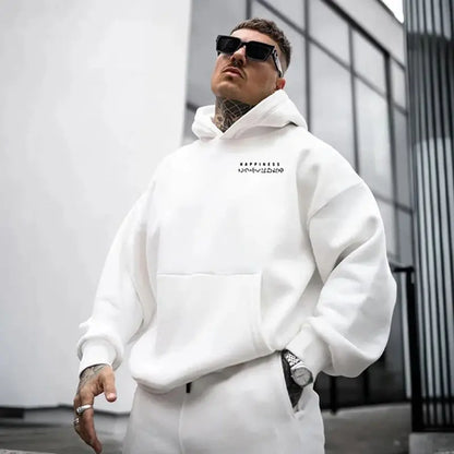 Harajuku Style Graphic Printed Hoodie Men's Autumn and Winter Casual Fashion Long-sleeved Sweatshirt Daily Streetwear