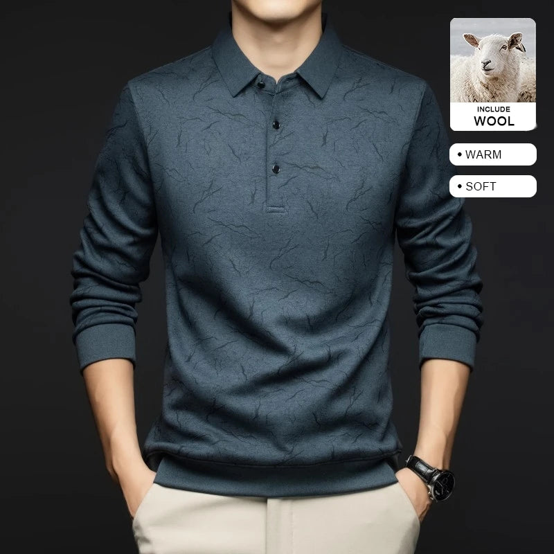 Top Grade Wool+Mulberry Silk Turndown Collar Casual New Brand Fashion Pullover Hoodies Street Velvet Sweatshirts Men's Clothing