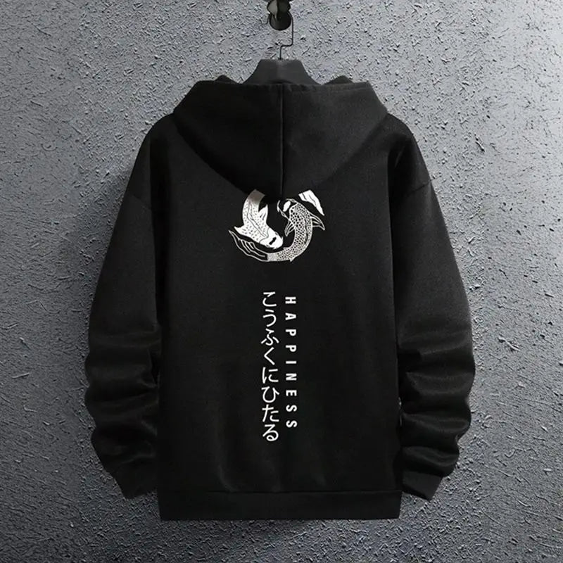 Harajuku Style Graphic Printed Hoodie Men's Autumn and Winter Casual Fashion Long-sleeved Sweatshirt Daily Streetwear