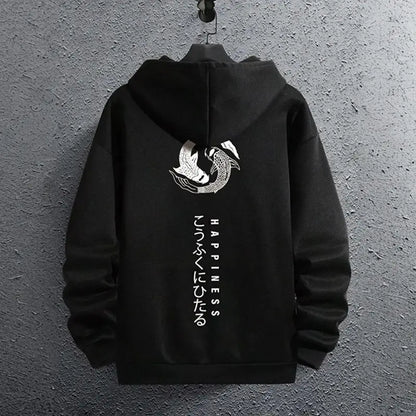 Harajuku Style Graphic Printed Hoodie Men's Autumn and Winter Casual Fashion Long-sleeved Sweatshirt Daily Streetwear