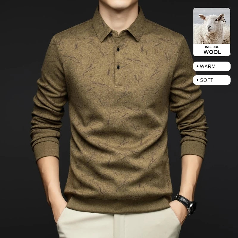 Top Grade Wool+Mulberry Silk Turndown Collar Casual New Brand Fashion Pullover Hoodies Street Velvet Sweatshirts Men's Clothing