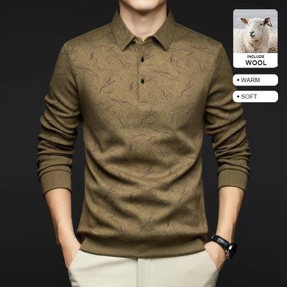 Top Grade Wool+Mulberry Silk Turndown Collar Casual New Brand Fashion Pullover Hoodies Street Velvet Sweatshirts Men's Clothing