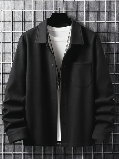 Men's Casual Jacket Button up Outerwear Autumn Warm Windbreaker Coat Stylish Leisure Knittedwear for Fall Season