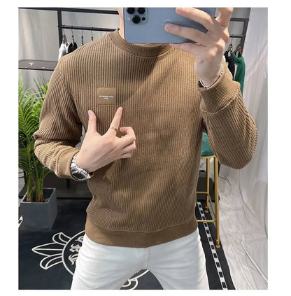 New Autumn Winter Plus Velvet Sweatshirt Casual Trendy Round Neck Fashionable Versatile Men's Pullover Top