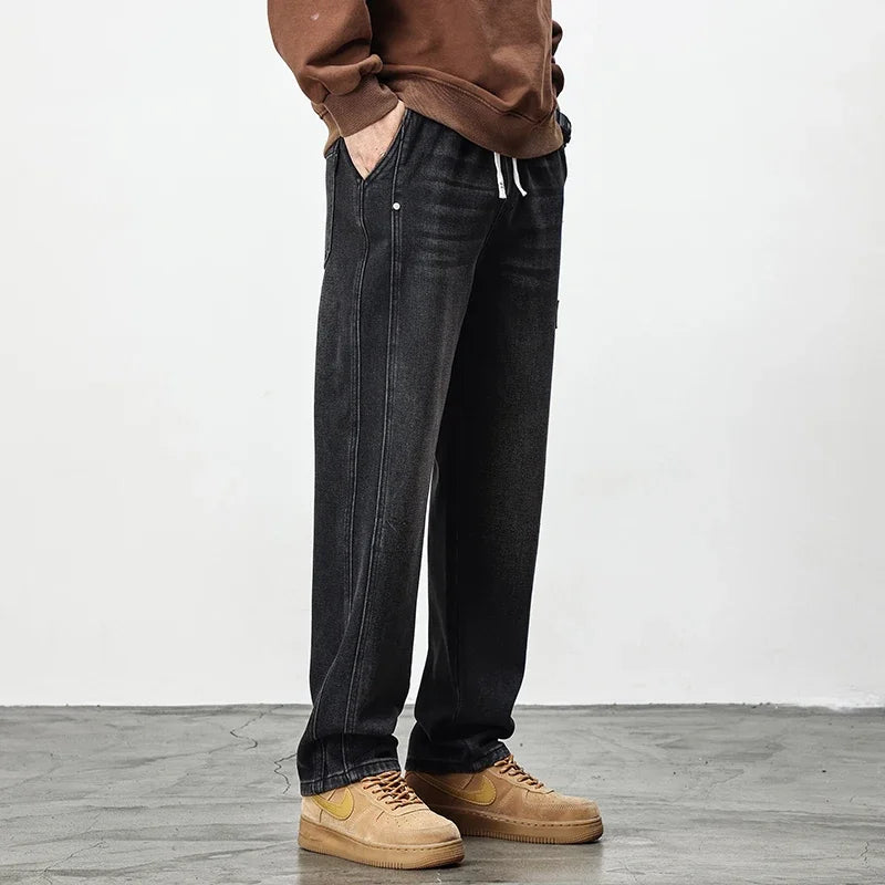 2025 Autumn New American Retro Men's Wide Leg Straight Legs Loose, Comfortable and Versatile High Street Washed Long Pants