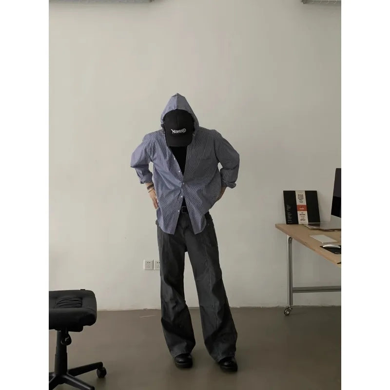 American Retro Loose Straight Overalls Men's Spring Autumn Multi-pocket Casual Trousers Casual Pants