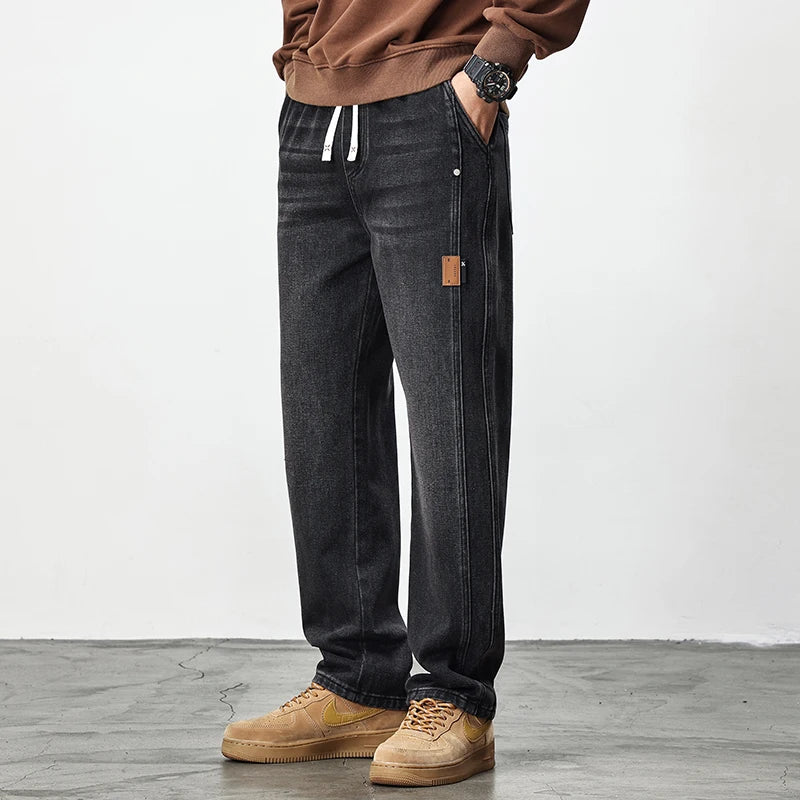 2025 Autumn New American Retro Men's Wide Leg Straight Legs Loose, Comfortable and Versatile High Street Washed Long Pants