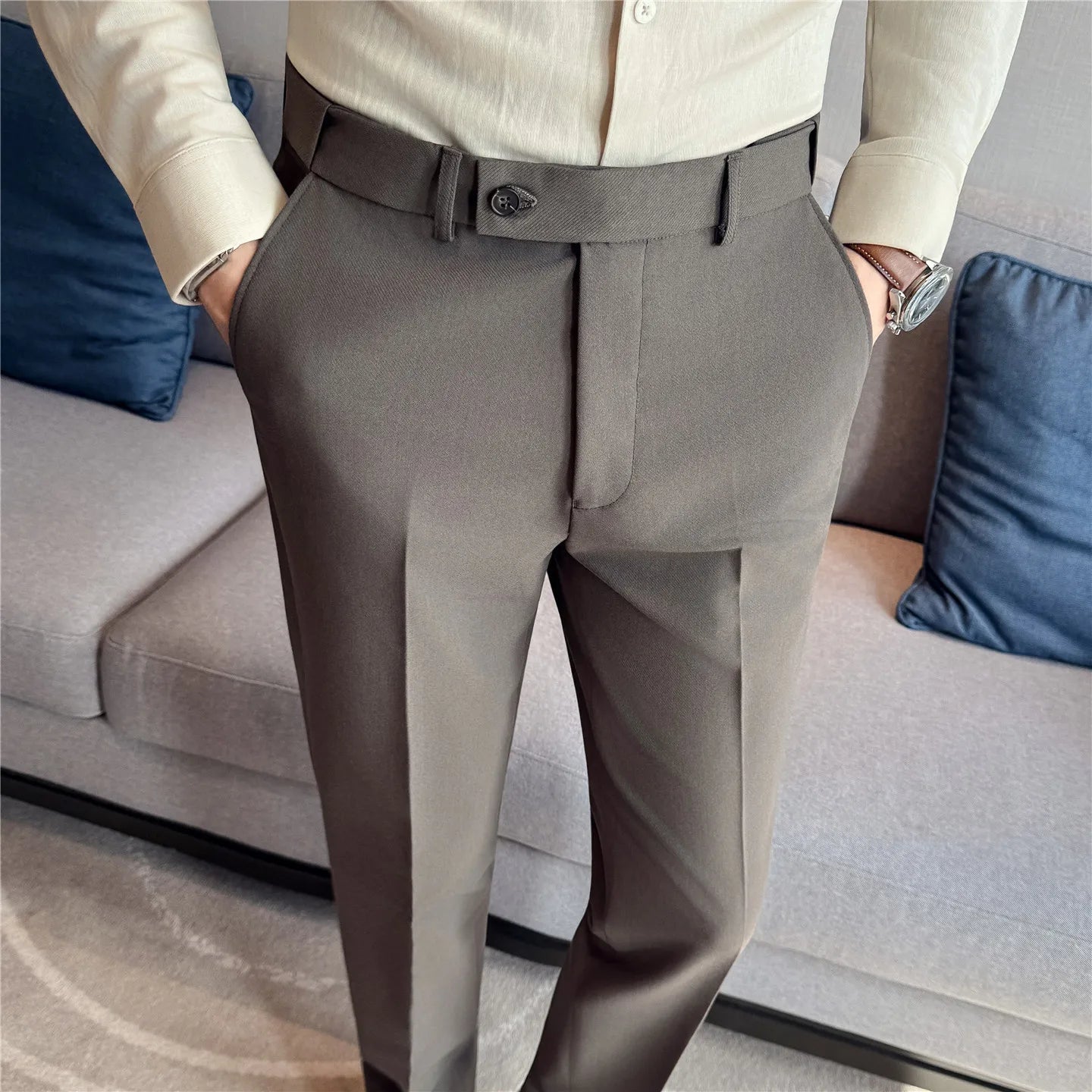 New high-quality autumn-winter stretch waist non-stain fabric pants for men, men's long pants, casual pants