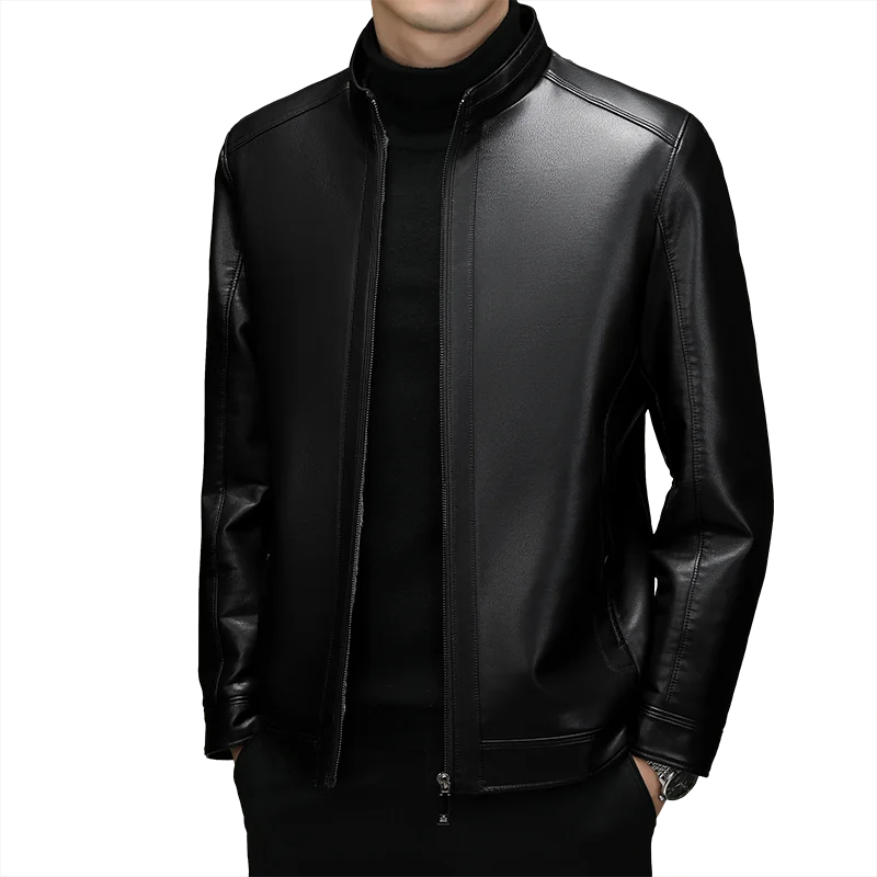 Leather Jacket Men's Autumn Winter Add Villus Korean High Street Fashion PU Clothing Business Match Casual Male Coat Streetwear