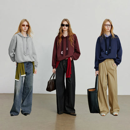 TOYOUTH Women Hoodies Sweatshirt 2025 Autumn New College Style Cat Embroidery Tie Cotton Hooded Pullover Tops