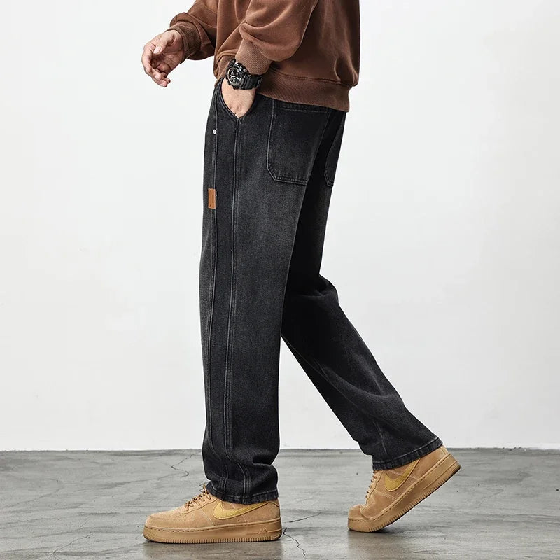 2025 Autumn New American Retro Men's Wide Leg Straight Legs Loose, Comfortable and Versatile High Street Washed Long Pants