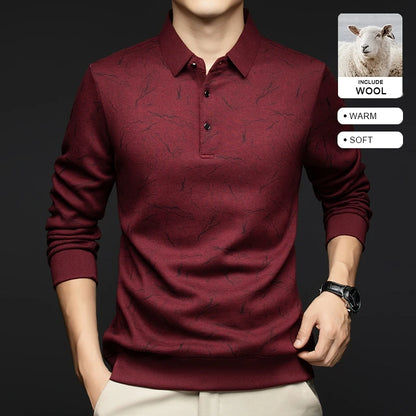 Top Grade Wool+Mulberry Silk Turndown Collar Casual New Brand Fashion Pullover Hoodies Street Velvet Sweatshirts Men's Clothing