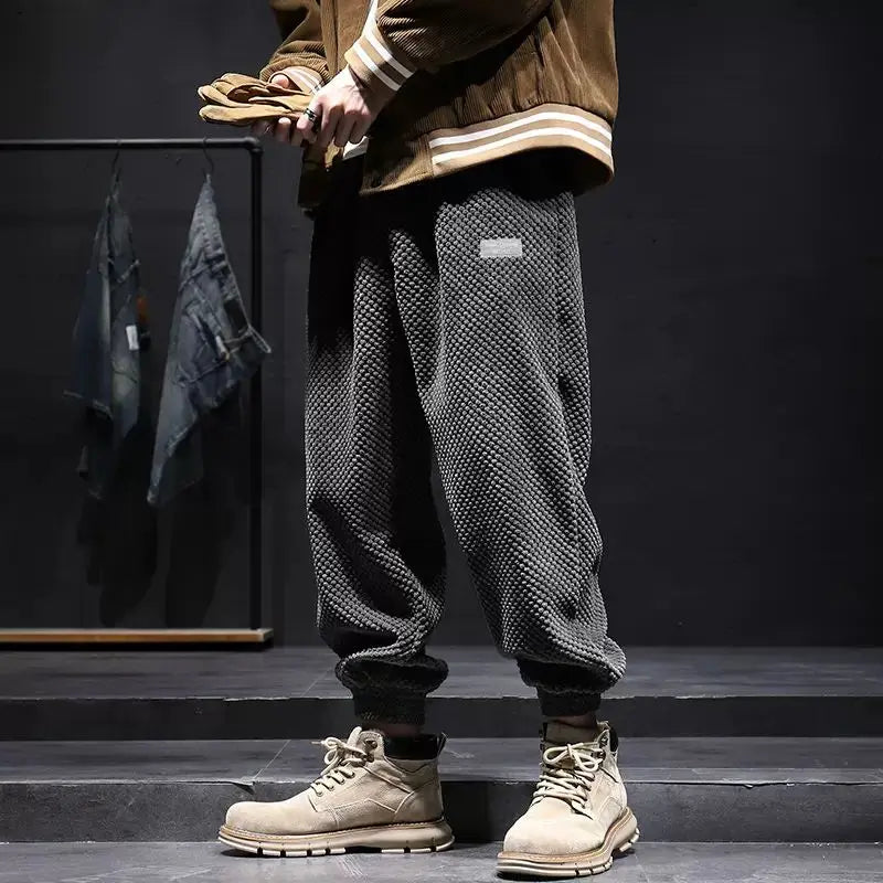 Autumn Winter Corduroy Pants Men Loose Trend Harun Sports Foot Casual Long Pants Men