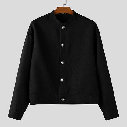 Men Jackets Solid Color O-neck Long Sleeve Button Thin Coats Men Streetwear Outerwear 2025 Fashion Casual Male Jackets