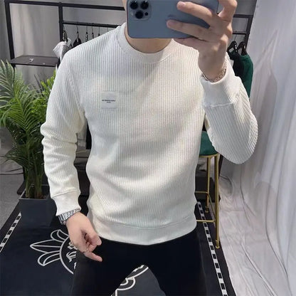 New Autumn Winter Plus Velvet Sweatshirt Casual Trendy Round Neck Fashionable Versatile Men's Pullover Top