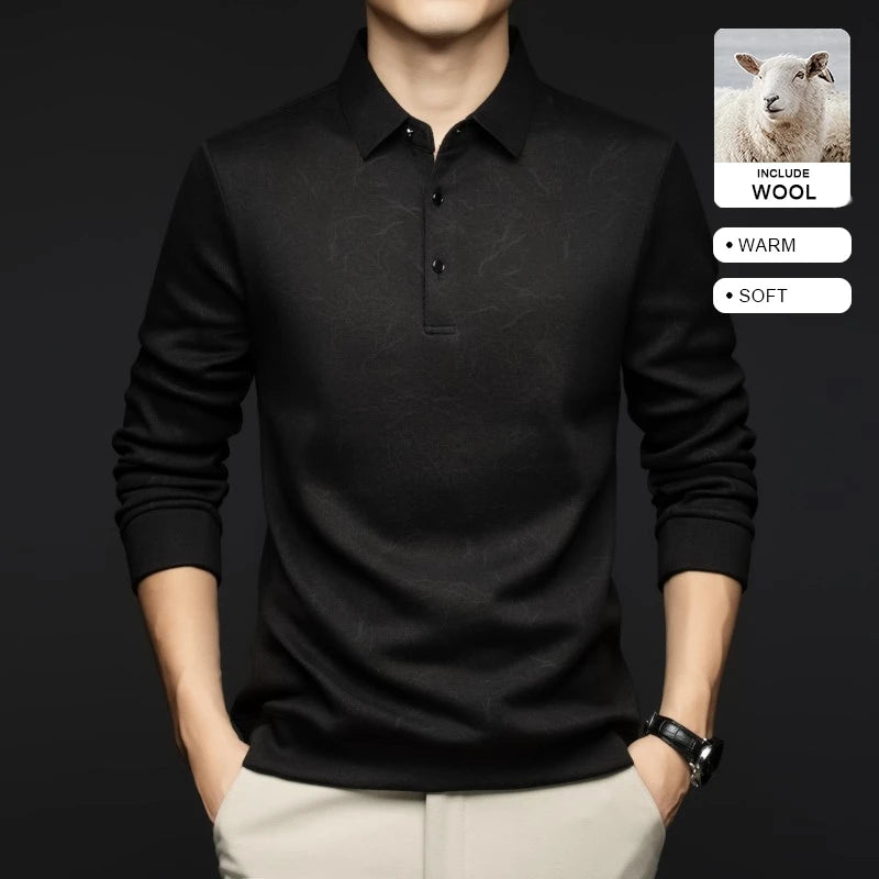 Top Grade Wool+Mulberry Silk Turndown Collar Casual New Brand Fashion Pullover Hoodies Street Velvet Sweatshirts Men's Clothing