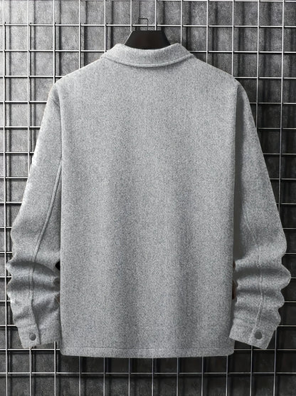 Men's Casual Jacket Button up Outerwear Autumn Warm Windbreaker Coat Stylish Leisure Knittedwear for Fall Season