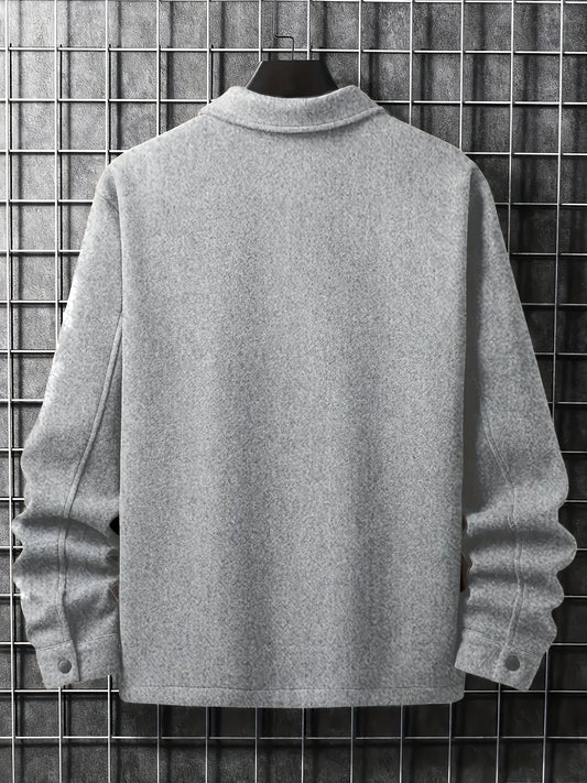 Men's Casual Jacket Button up Outerwear Autumn Warm Windbreaker Coat Stylish Leisure Knittedwear for Fall Season