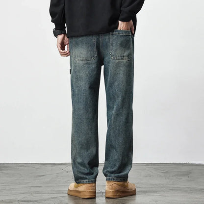 2025 Autumn New American Retro Men's Wide Leg Straight Legs Loose, Comfortable and Versatile High Street Washed Long Pants