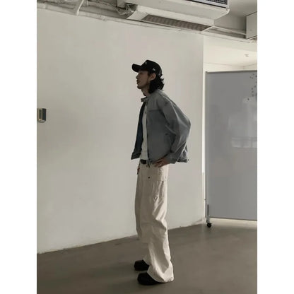 American Retro Loose Straight Overalls Men's Spring Autumn Multi-pocket Casual Trousers Casual Pants